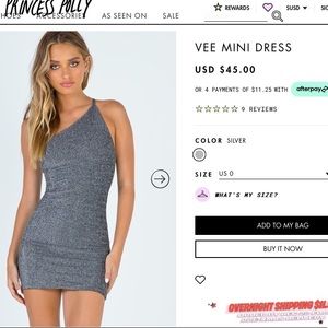 NWT PRINCESS POLLY Vee Mini Dress Sz 0